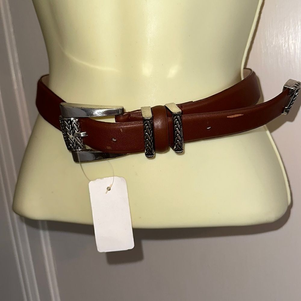 NWT Millennium brown leather belt‎ with silver buckle